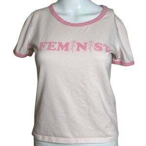 Divided Pink Feminist Graphic Tee Size Medium